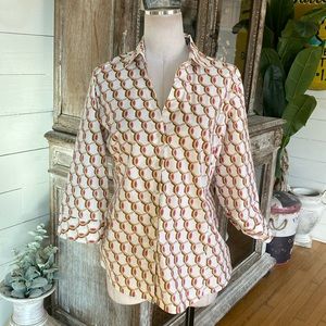 CALIBAN HALSBROOK PRINTED BLOUSE 50 IT / US 14 NEW